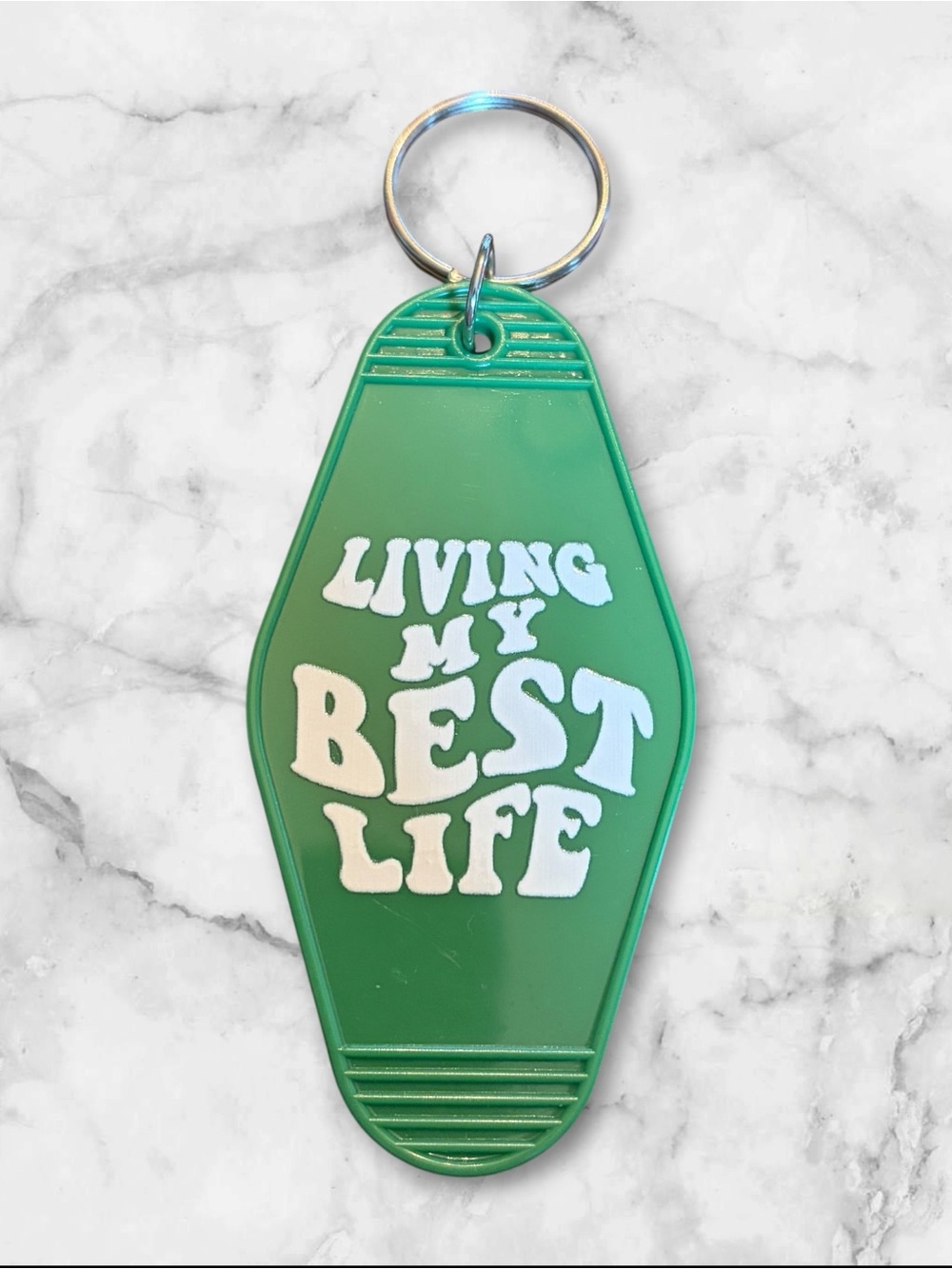 Living My Best Life Green Keychain - Retro Home Accents